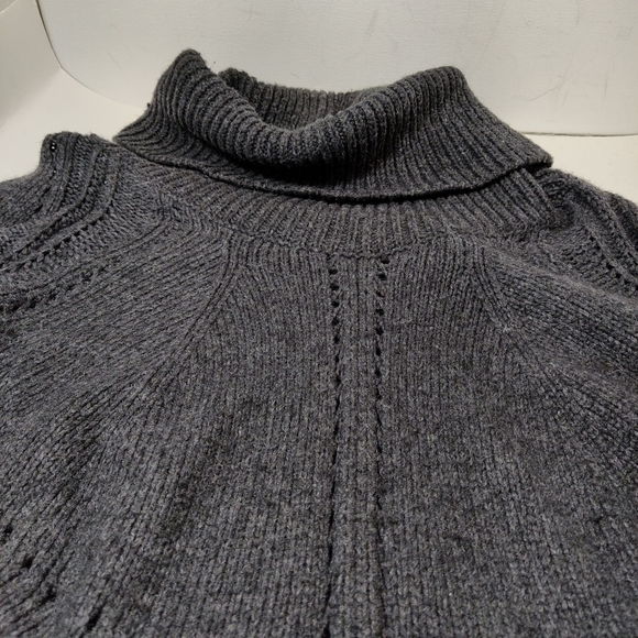 Loft women's sweater wool cowl neck long sleeves high low dark grey Size… - Picture 5 of 5